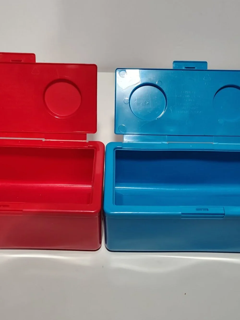 Vintage Chubs Stackables Lot of 2 Red Blue Plastic Baby Wipe Storage Containers